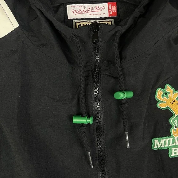 Vintage Hardwood Classic Mitchell & Ness Milwaukee Bucks Jacket Coat Men's 5XL